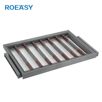 ROEASY Armoire Rangement Pantalon Rack Amovible En Cuir Enveloppé Bande De Bois Pull-out Pantalon Rack Multi-Fonctionnel