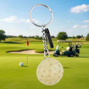 Portachiavi con pallina da minigolf, ciondolo con catena ad anelli argentati per chiavi e borse - Product Image 3