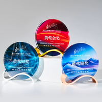 Plaque Ronde Créative en Cristal, Cadre Photo d'Entreprise, Récompenses en Verre Gravé, Certificat en Cristal Imprimé en Couleur, Cadeau Souvenir