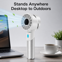 Ventilateur portable rechargeable 2026 blanc 2600 mAh, mini-ventilateur 4 vitesses USB Type C 3W sans balais, pour voiture et hôtel, autonomie 8h+, avec bouton