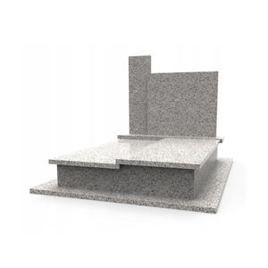 Monument funéraire double en granit de qualité supérieure, magnifique, simple, gris clair - Product Image 1