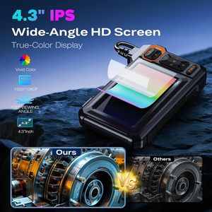 Cámara de Inspección Boroscópica 1920P HD con Pantalla de 4.3'', Resistente al Agua IP67, Batería de Litio, Cable Semirrígido de 16.5 Pies, Lente Única - Product Image 1