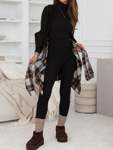 Women Knit Set Turtleneck Slim Fit Pullover Leggings Two Piece <strong>Outfit</strong> Ladies Autumn Winter Warm <strong>Base</strong> Layer Suit Female - Product Image 5