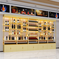 Meuble de présentation de vignoble en verre trempé et fer, cloison de bar commerciale, avec étagère à vin éclairée, pour décoration de restaurant