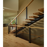 Normes américaines Escalier moderne personnalisé Chêne d'Amérique Hêtre Noyer Bois Bande de roulement Acier Mono Stringer Escaliers droits