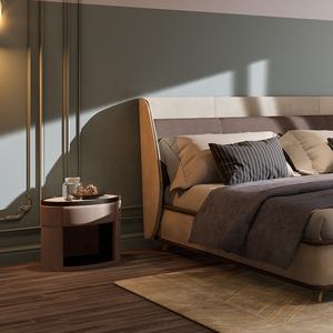 Lit villa hôtel italien moderne cadre <span class=keywords><strong>de</strong></span> lit king size <span class=keywords><strong>de</strong></span> luxe en cuir haut <span class=keywords><strong>de</strong></span> gamme dernier modèle - Product Image 4