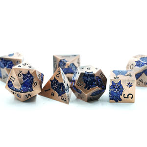 Набор металлических многогранных кубиков для ролевых игр D&D, RPG, MTG, Pathfinder, Warhammer, с дизайном «Синий кот», игровые кубики для настольных игр - Product Image 4