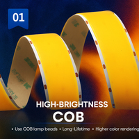 Ultra Wide 30mm Lebar PCB 1600leds/m 5 Baris Kecerahan Tinggi Fleksibel Cob Led Pita Fleksibel Linear Dimmable Cob Light Led