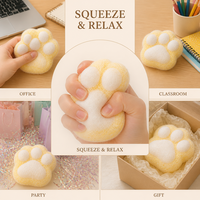 Jouet Squishy Patte de Chat Mignonne en Peluche TPR à Remontée Lente Anti-Stress à Presser pour Enfants et Adultes, Cadeau Pastel, Vente en Gros