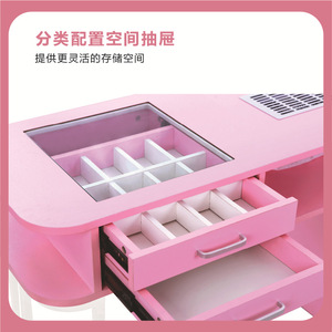 Pink Nail Art Table With Storage Drawers And <b>Mirror</b> For Salon Or Home Use - Product Image 2