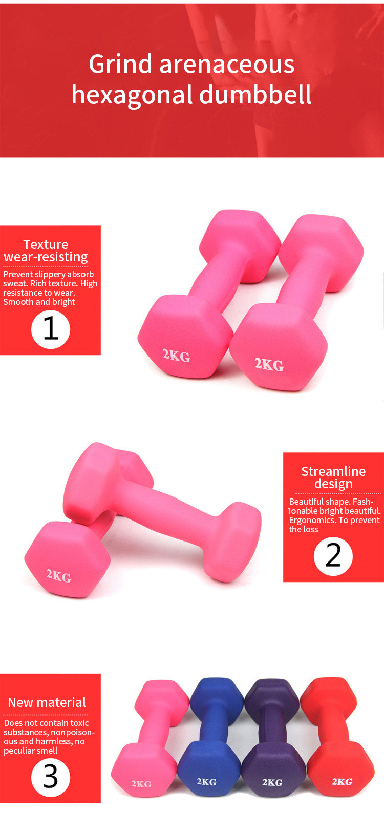 Cheap Hot Weight lifting colorful dumbbell/vinyl dipping dumbbell sets