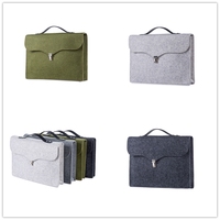 Nouvelle conception, grande capacité, housse pour ordinateur portable, faite à la main, en feutre de laine polyester, étui de rangement multifonction, noir gris, protectrice
