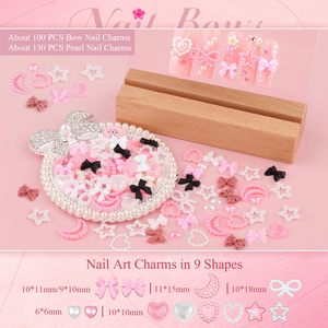 Boîte de 12 compartiments, 1000 pièces de breloques 3D pour ongles en acrylique, motifs nœuds en plastique assortis, nœuds colorés style dessin animé Kawaii et strass, accessoires de manucure - Product Image 2