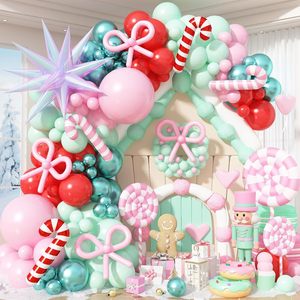 Kit de guirlande de ballons de Noël Candyland, 115 pièces, rose, rouge, menthe, turquoise, canne à sucre, étoile, arc, décoration de fête de Noël - Product Image 5