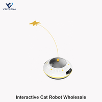 Robot Mainan Kucing Otomatis, Penggoda Kupu-kupu Berputar Interaktif dengan Versi Bluetooth dan Video, Desain UFO