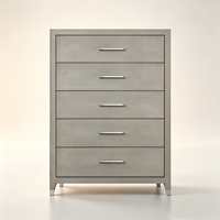 Commode étroite à 5 tiroirs en bois massif gaufré, design moderne, pour chambre à coucher, personnalisable OEM/ODM, idéale pour les commandes en gros