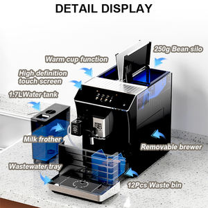 Cafetera automática para el hogar, máquina de café larga con leche caliente, agua, vapor latte, capuchino, con función de calentamiento de tazas, 16 tipos - Product Image 3