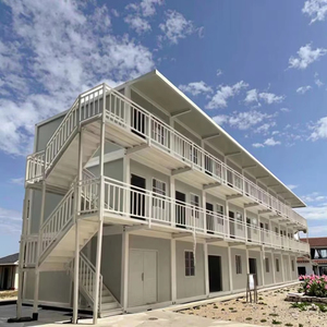 Casa Contenedor Modular de Tres Niveles con Panel Sándwich y Escalera Exterior para Obras de Construcción, Casa Prefabricada - Product Image 1