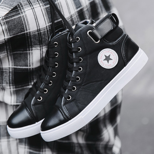 Wholesale Fashion Trendy High Top Casual Sport Shoes <strong>Leather</strong> Boots Comfort Breathable Men's Canvas <strong>Sneakers</strong> - Product Image 5