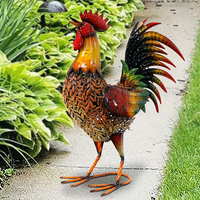 Ornement de poulet de ferme, sculpture de poule, décoration de pelouse, statue de coq rustique, piquet de jardin en métal, sculpture animale