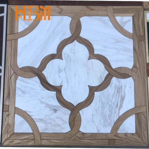 Natural Engineering Oak <strong>Wood</strong> <strong>Flooring</strong> White Marble Inlay Click Lock Installation Modern Bedroom Eco-Friendly Parquet <strong>Pattern</strong> - Product Image 3
