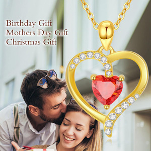 Collar con colgante de corazón de oro de 14 quilates personalizado de fábrica para mujer, collar con colgante de corazón de oro de 14 quilates con piedra de nacimiento, regalos para cumpleaños y Día de la Madre - Product Image 5
