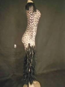 Vestidos Mujer Señora Elegante Leopardo Bodycon Pluma Vestido <span class=keywords><strong>de</strong></span> diamantes <span class=keywords><strong>de</strong></span> imitación Cumpleaños Celebrar Disfraz Vestido sexy Mujer Club nocturno - Product Image 6