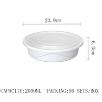 Bassin rond blanc jetable de la catégorie comestible pp avec la gamelle transparente de couvercle 2000ML ~ 5000ML conteneurs d'emballage alimentaire de grande capacité