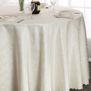 <span class=keywords><strong>Tovaglia</strong></span> rotonda in rilievo con motivo floreale <span class=keywords><strong>Beige</strong></span> <span class=keywords><strong>tovaglia</strong></span> Jacquard in poliestere ad alta densità per la decorazione della tavola di nozze per banchetti dell'hotel - Product Image 3
