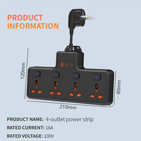 Multiprise avec protection contre les surtensions, rallonge électrique universelle, barre d'alimentation avec port USB