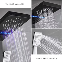 Système de robinet de douche cascade numérique à LED Panneau de douche dissimulé en laiton avec jet d'eau Finition chromée pour hôtels