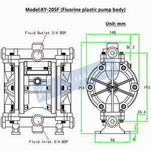 <span class=keywords><strong>ปั๊ม</strong></span>ไดอะแฟรมลม<span class=keywords><strong>ขนาด</strong></span><span class=keywords><strong>เล็ก</strong></span> 3/4 นิ้ว ทนความร้อนสูง รุ่น KY-20SF ยี่ห้อ Kaiyang สำหรับการกรองน้ำทะเล ทนกรดและ<span class=keywords><strong>สาร</strong></span><span class=keywords><strong>เคมี</strong></span> - Product Image 5