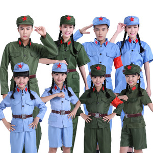 Disfraces de Actuación del Ejército de la Octava Vía para Adultos, Conjuntos de Uniformes Militares para Hombres y Mujeres, Ropa de Escenario, Tela de Poliéster - Product Image 5