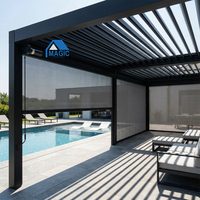 Pergola bioclimatique motorisée en aluminium avec toit à lames orientables, télécommande magique, pour jardin, arches, tonnelles, pergolas