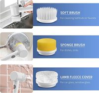 Ensemble de brosses de nettoyage électriques sans fil avec manche extensible rotatif, brosse de toilette portable en plastique pour la maison et la salle de bain