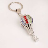 Porte-clés montgolfière personnalisé en métal émaillé avec strass, cadeau souvenir de voyage personnalisé, fabricant en gros