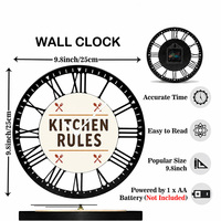 Horloge murale en métal, décoration de cuisine, règles de la cuisine, chiffres romains silencieux, décoration de salle à manger, cadeau personnalisé pour une nouvelle maison