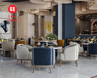 Meubles commerciaux tendance, armoires de restaurant, comptoir modulaire pour café, éclairage LED, designs d'intérieur