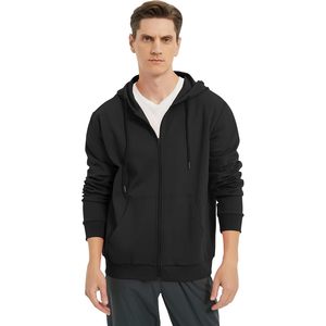 Sudadera con capucha ligera con cremallera para hombre FOXA, sudadera de manga larga, chaqueta básica deportiva ajustada con bolsillos, transpirable - Product Image 4