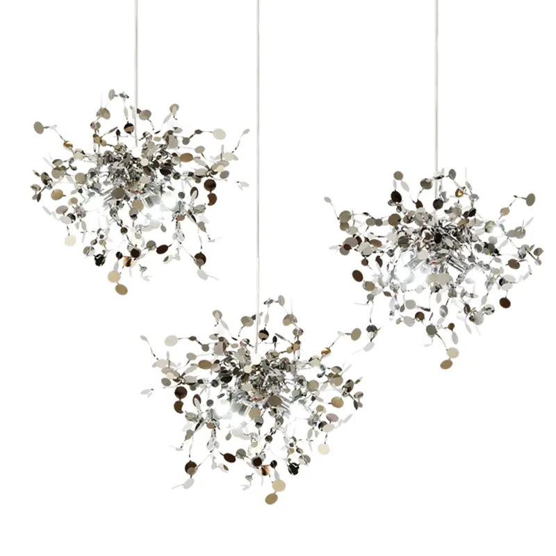 Chandelier Light Clusters Lamp Decorative Commercial Big Steel Indoor with Chrome, Nickel, Gold Living Room Modern Energy Saving