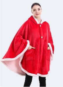 Bambini adulti <span class=keywords><strong>mantello</strong></span> <span class=keywords><strong>mantello</strong></span> peluche con cappuccio coperta indossabile coperta Sherpa Trim TV divano Poncho coperta - Product Image 4