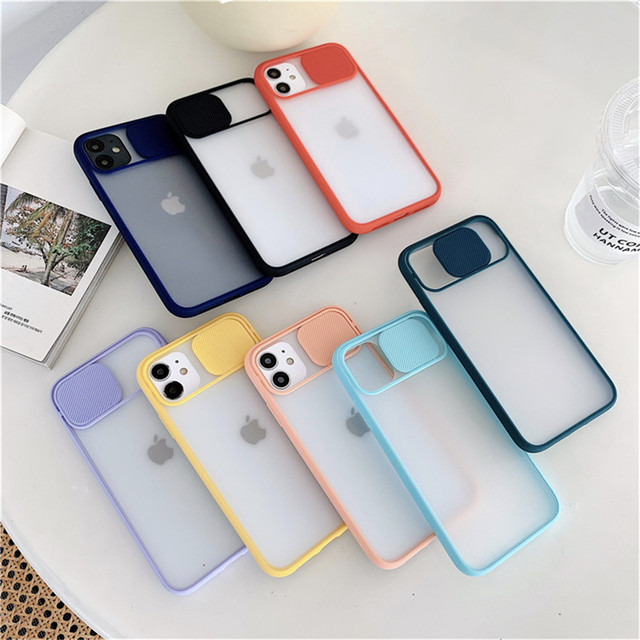 Slide Window Matte Translucent Colorful TPU Bumper Lens Protection Push Pull Flexible Phone Case for TECNO SPARK 7/CAMON 17