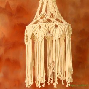 Customizable <b>Boho</b> <b>Light</b> Cotton <b>Ceiling</b> Lamp Shade and Modern Style with Tassel Fringe Macrame for Home Decor - Product Image 3