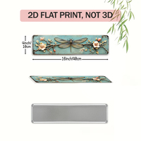 Letrero Metálico Largo con Diseño Floral de Libélula, Decoración Retro para Pared de Jardín en Color Verde Azulado, con Diseño de Flores e Insectos para Patio Trasero, Terraza y Casa de Campo
