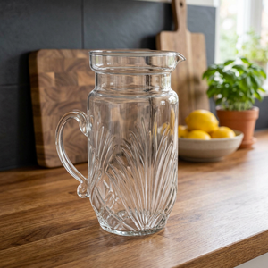 Carafe à eau en verre gaufré avec couvercle à vis et poignée, capacité de 1,8 L, design moderne, réutilisable et compatible lave-vaisselle pour usage domestique - Product Image 2