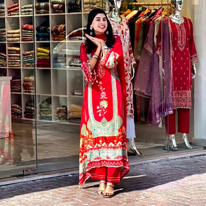 Ensemble Salwar pour femmes en Faux Georgette Premium, style traditionnel, imprimé numérique, travail manuel miroir, Gota Patti, Palazzo, Dupatta - Product Image 1