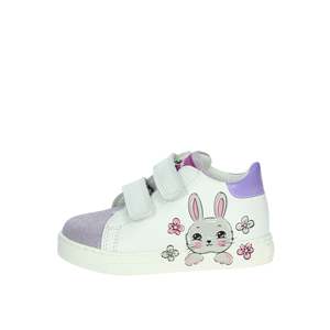 Baskets Falcotto pour filles, blanches, en toile, avec motif lapin et fermeture Velcro, Wisteria - Product Image 1