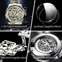 OUPINKE 3168 Jam Tangan Mewah Pria, Mode Kualitas Tinggi Klasik Oem Logo Kustom Diskon Mekanis Tourbillon Otomatis