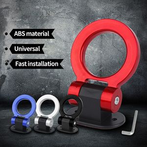 Anneau de remorquage universel décoratif en plastique ABS à 2 trous pour pare-chocs avant de voiture – Rouge, Bleu, Argent, Noir - Product Image 2