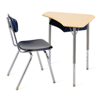 Ensemble chaise et bureau hexagonal moderne en bois pour collégiens, idéal pour les écoles et les centres de formation communautaire